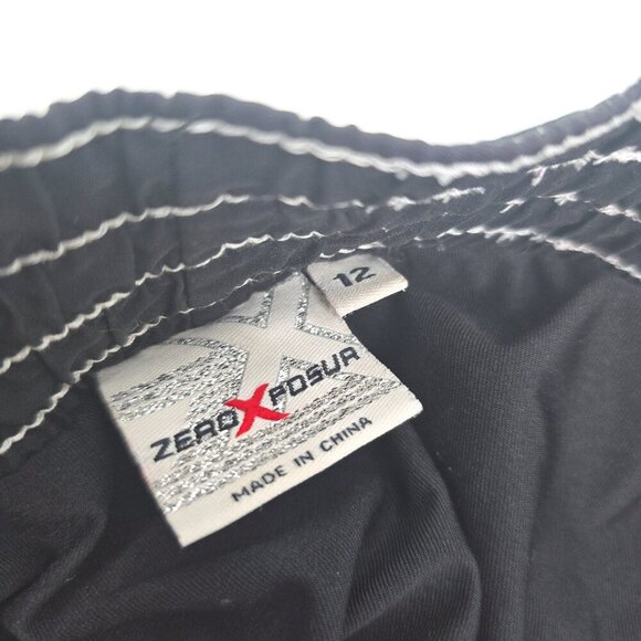 ZeroXposur Black White Y2K 90s Swim Board Shorts Size 12 - Picture 6 of 7
